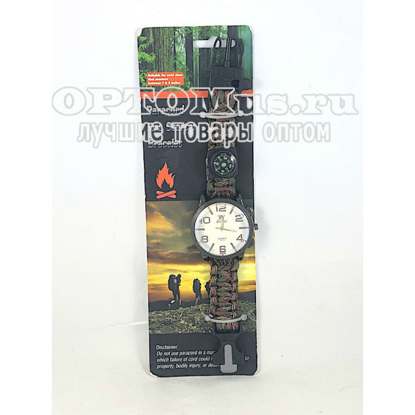 Часы - браслет для выживания Paracord Fire Starter Bracelet оптом