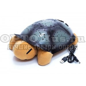 Проектор звездного неба Черепаха, детский ночник с мелодиями в виде мягкой игрушки оптом в Кызылорде