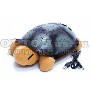 Проектор звездного неба Черепаха, детский ночник с мелодиями в виде мягкой игрушки оптом в Рудном