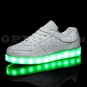 Кроссовки белые со светодиодной подсветкой (зарядка usb) оптом магазин