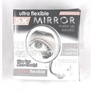 Настенное зеркало с 5ти кратным увеличением и подсветкой на присоске Ultra flexible mirror оптом в Липецке